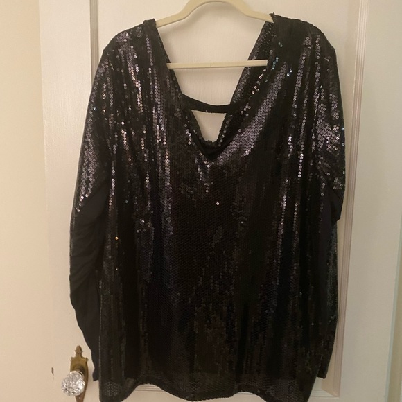 Sequin Black Lined Blouse - Like New - Picture 1 of 6